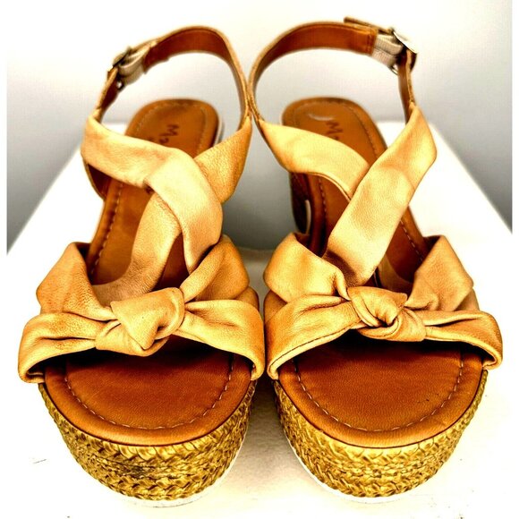 Mariella Womens Shoes Leather Platform Wedge Sandals Strappy Brown Size 8/39 - Picture 2 of 11